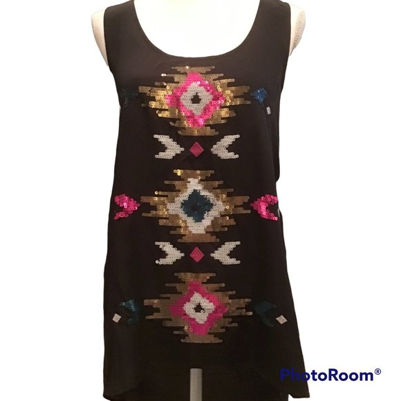 Rock & Republic Tops - Rock & Republic Sequined Aztec Tank
